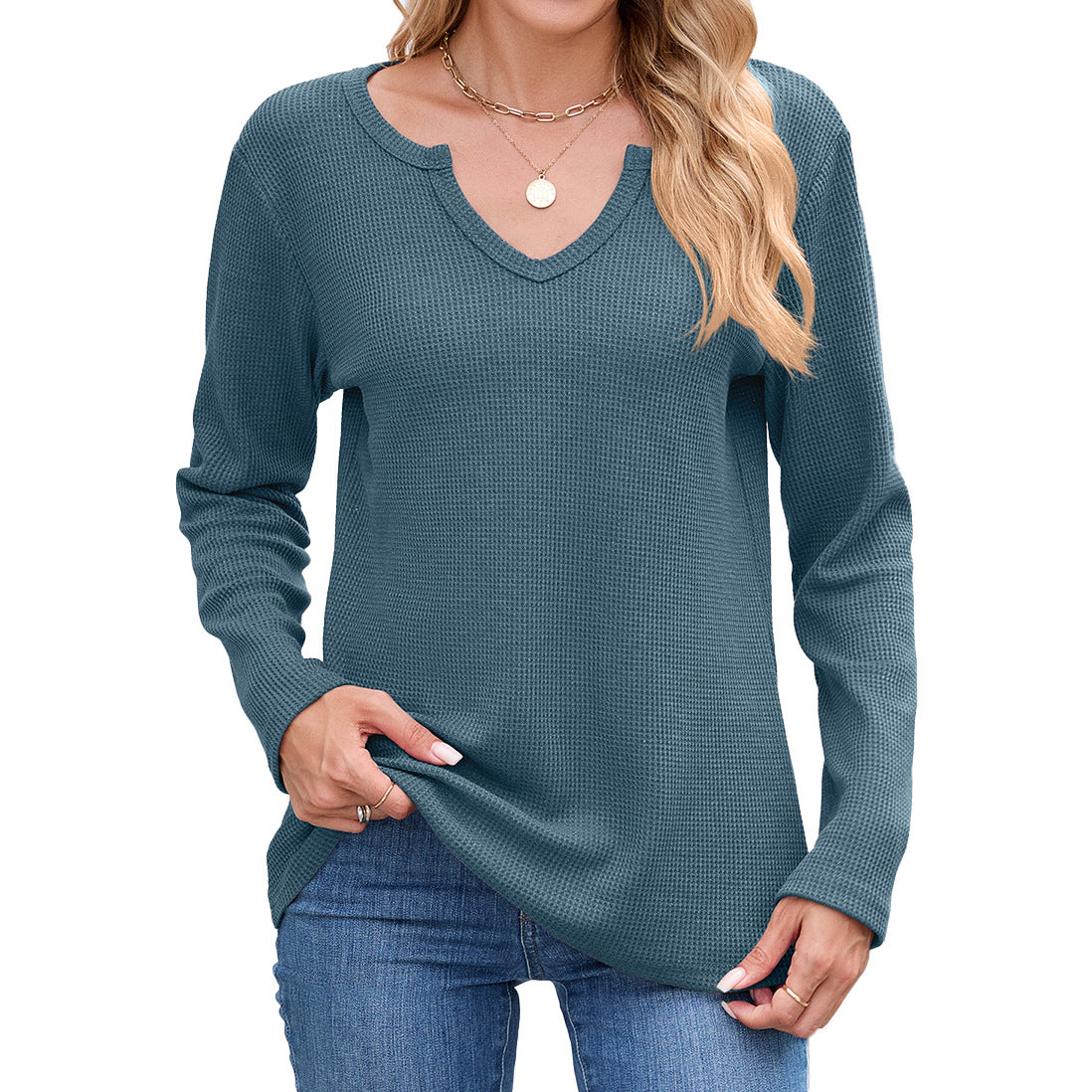 Chemise à manches longues en structure gaufrée Chic und Stil pour femmes
