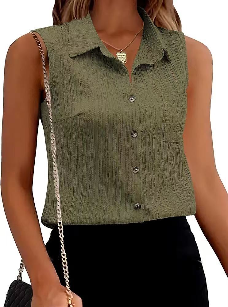 Blouse sans manches à patte de boutonnage structurée dames Chic und Stil