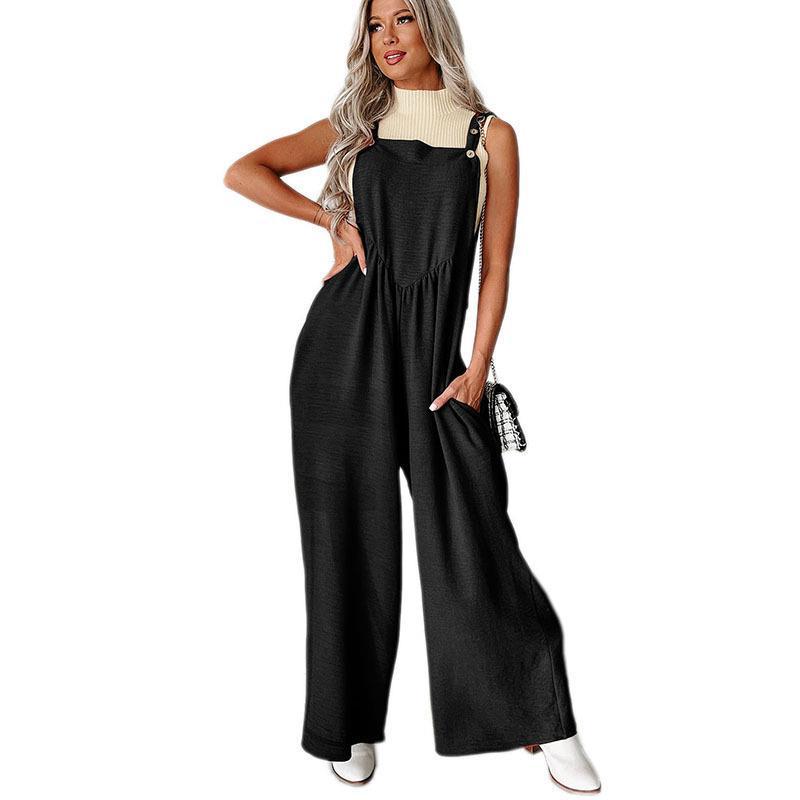 Combinaison décontractée pour femmes avec jambe large et détails de boutons décoratifs Chic und Stil