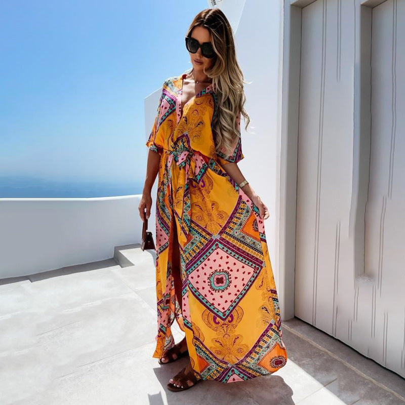 Robe maxi kaftan inspirée bohème pour femmes Chic und Stil
