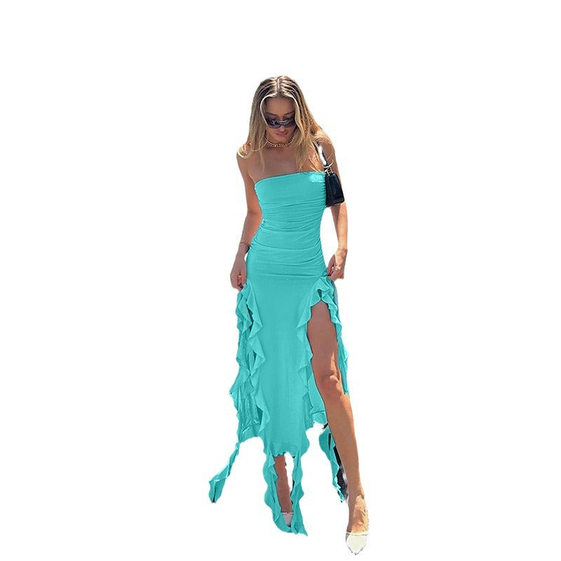 Robe maxi à fronces pour dames avec ourlet asymétrique Chic und Stil