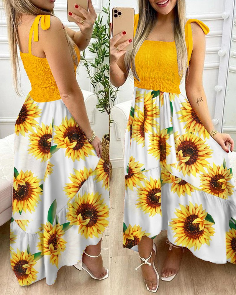 Robe Maxi Fleur Femme avec bretelles réglables Chic und Stil