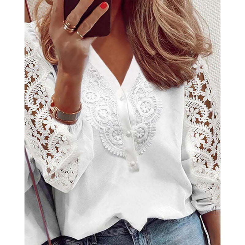 Blouse à manches en dentelle brodées Chic und Stil pour femmes