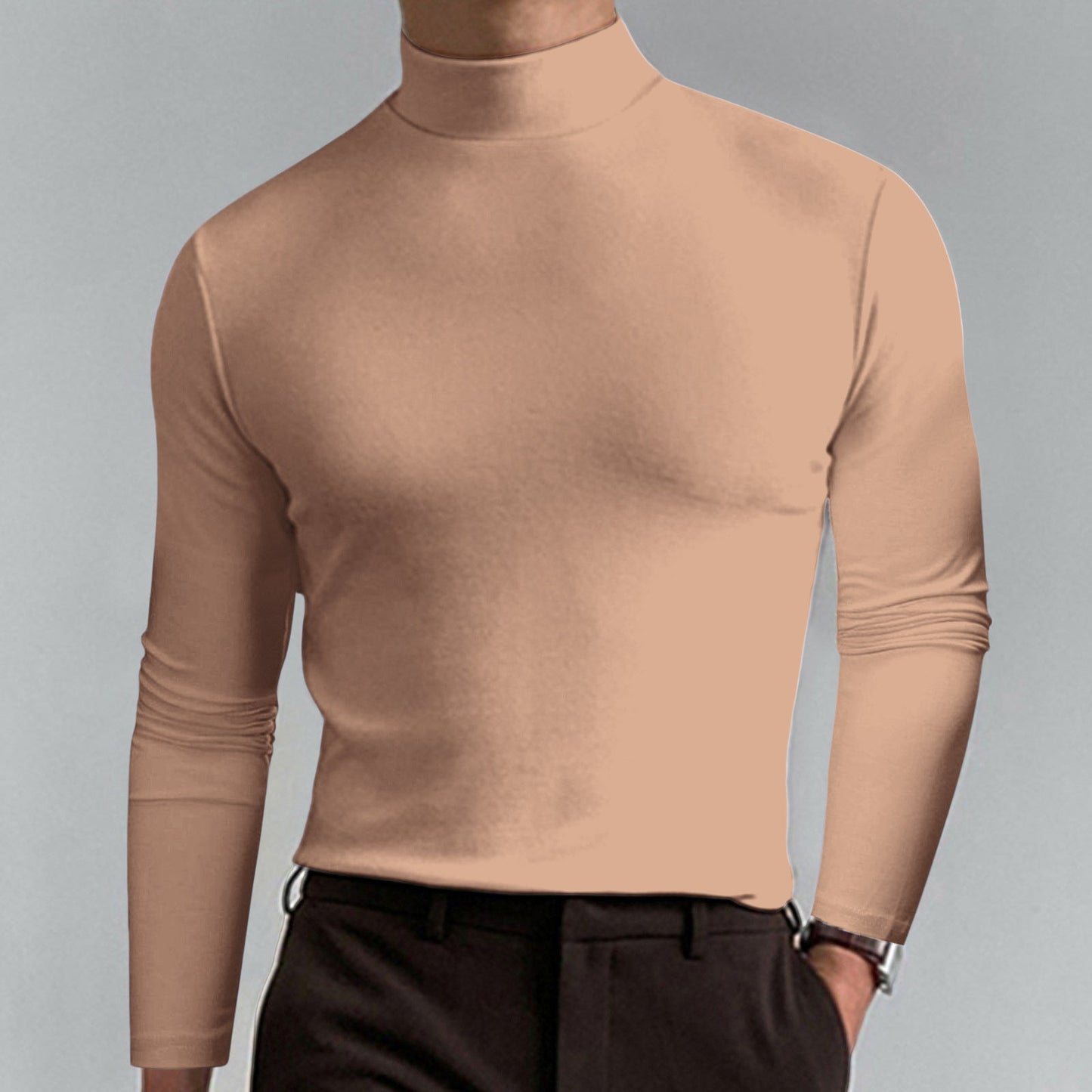 Men's High-Quality Turtleneck Sweater Made Of Fine Cotton Blend Chic und Stil