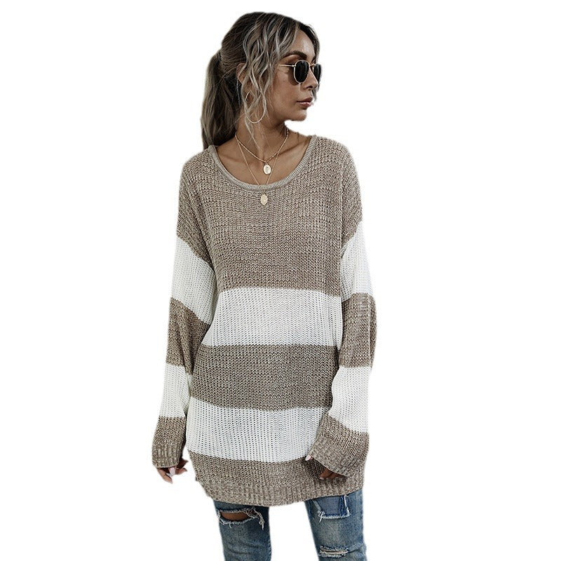 Pull-over en tricot décontracté pour femmes avec un motif de rayures bloc moderne et une coupe oversize Chic und Stil