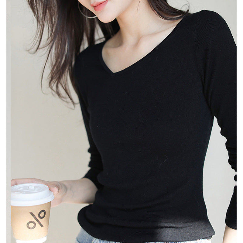Haut en tricot à manches longues pour femmes à col en V Chic und Stil