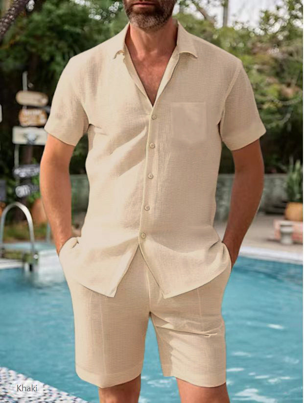 Hommes ensemble chemise à manches courtes légère et shorts Chic und Stil