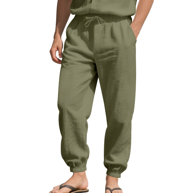 Pantalons de loisirs en lin aérés pour femmes avec taille élastique Chic und Stil