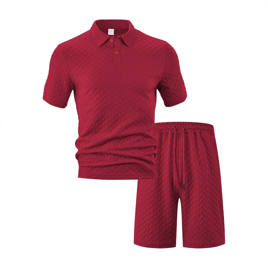 Ensemble polo et shorts sportifs pour hommes avec motif structuré Chic und Stil