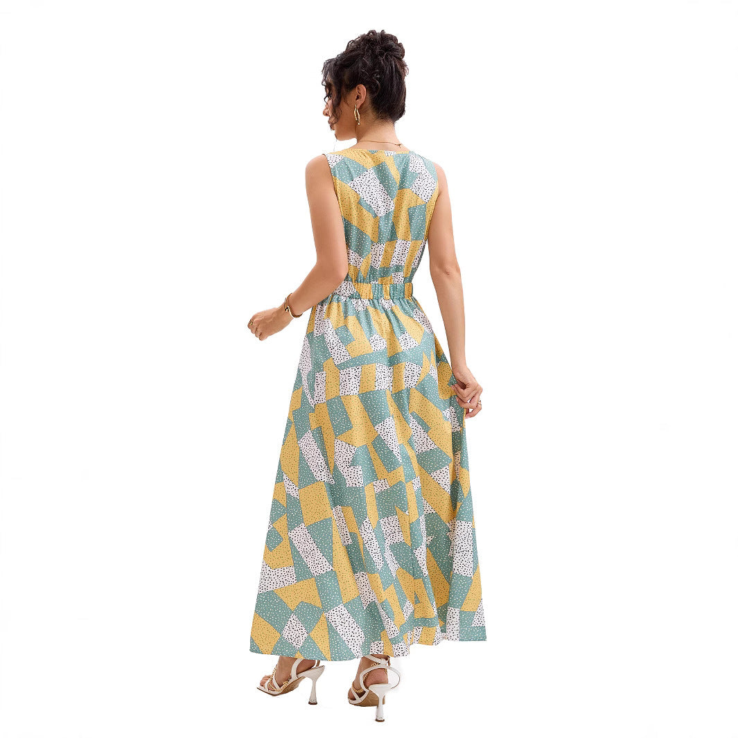 Robe maxi à imprimé géométrique Chic und Stil pour femmes