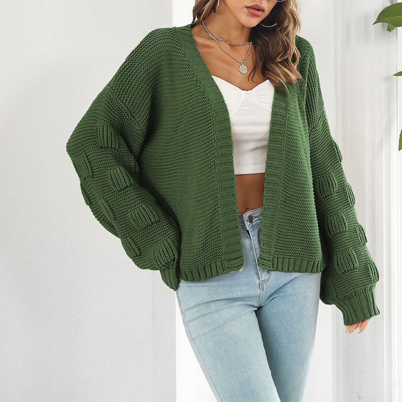 Dames grosse maille cardigan avec larges manches et décolleté en V Chic und Stil