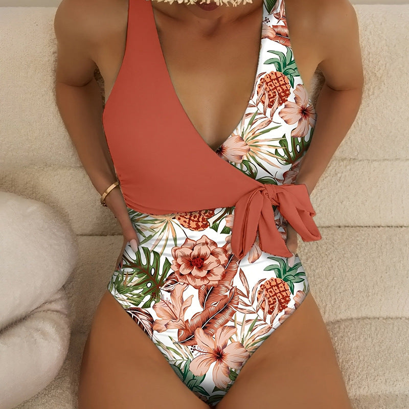 Maillot de bain une pièce à imprimé tropical à enrouler pour dames Chic und Stil