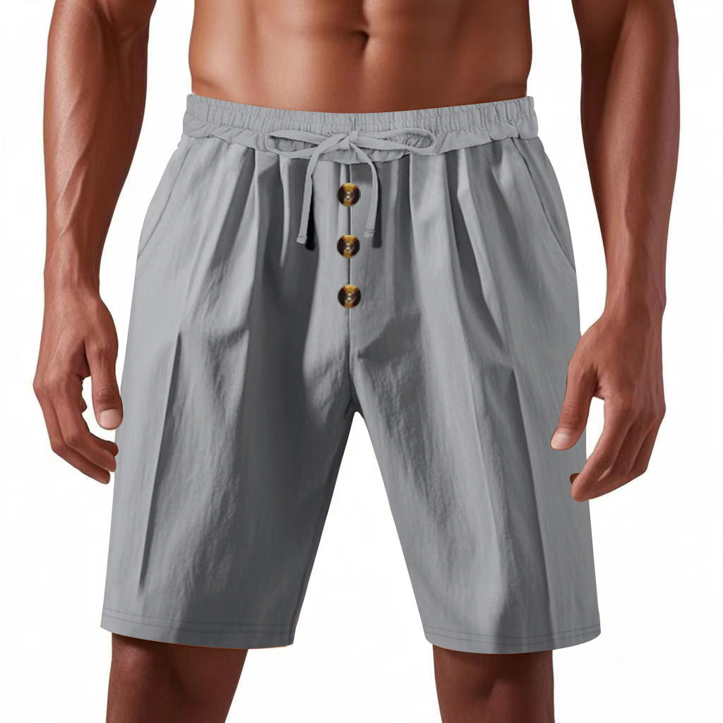Shorts d'été légers pour hommes avec taille élastique et détails de bouton pratiques Chic und Stil
