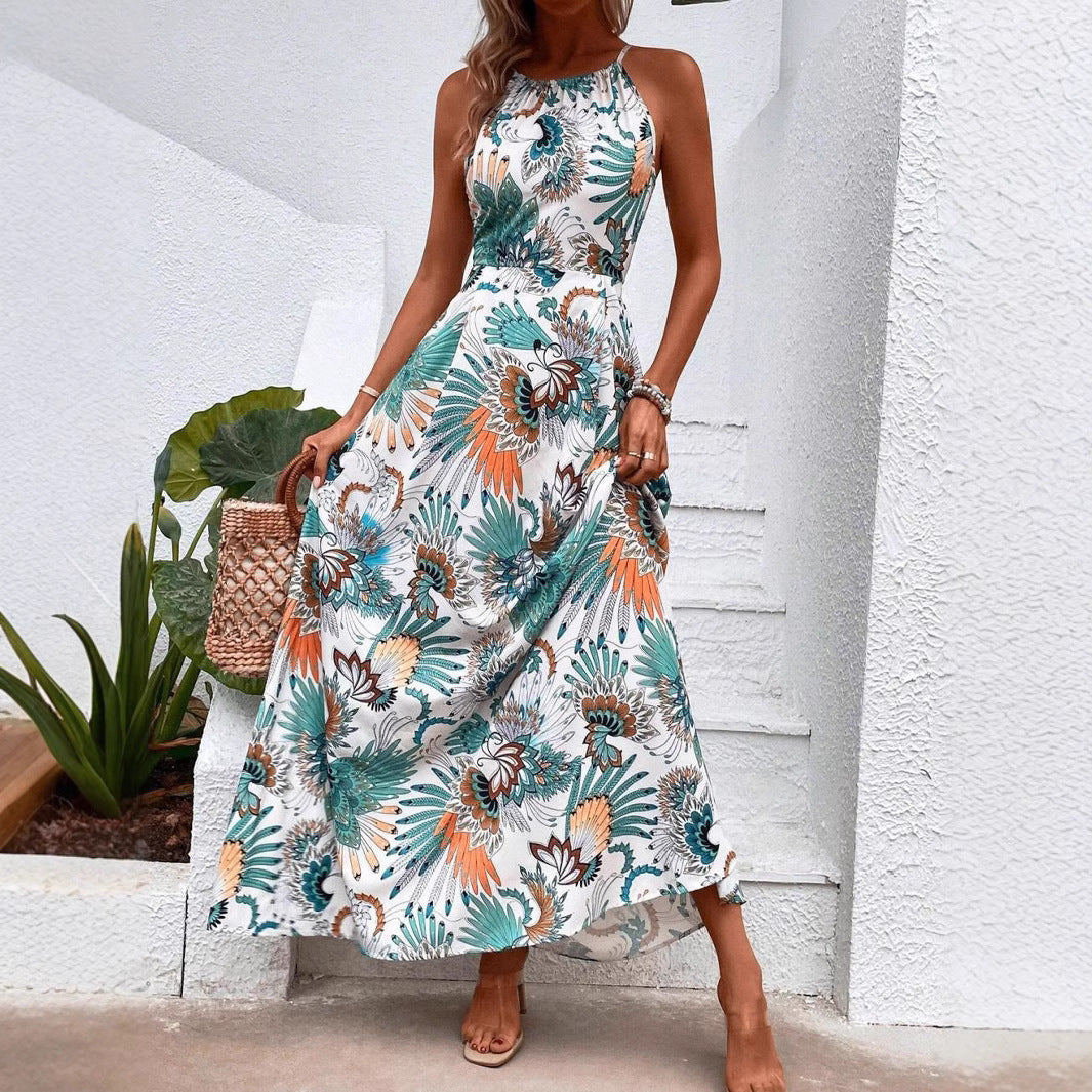 Dames Collier Fleurs Robe Maxi Chic und Stil