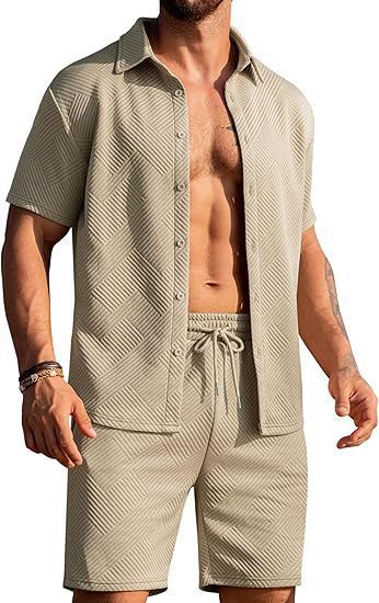Shorts modernes pour hommes et ensemble haut avec design texturé Chic und Stil