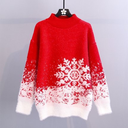 Pull d'hiver pour femmes avec design de flocons de neige festifs Chic und Stil