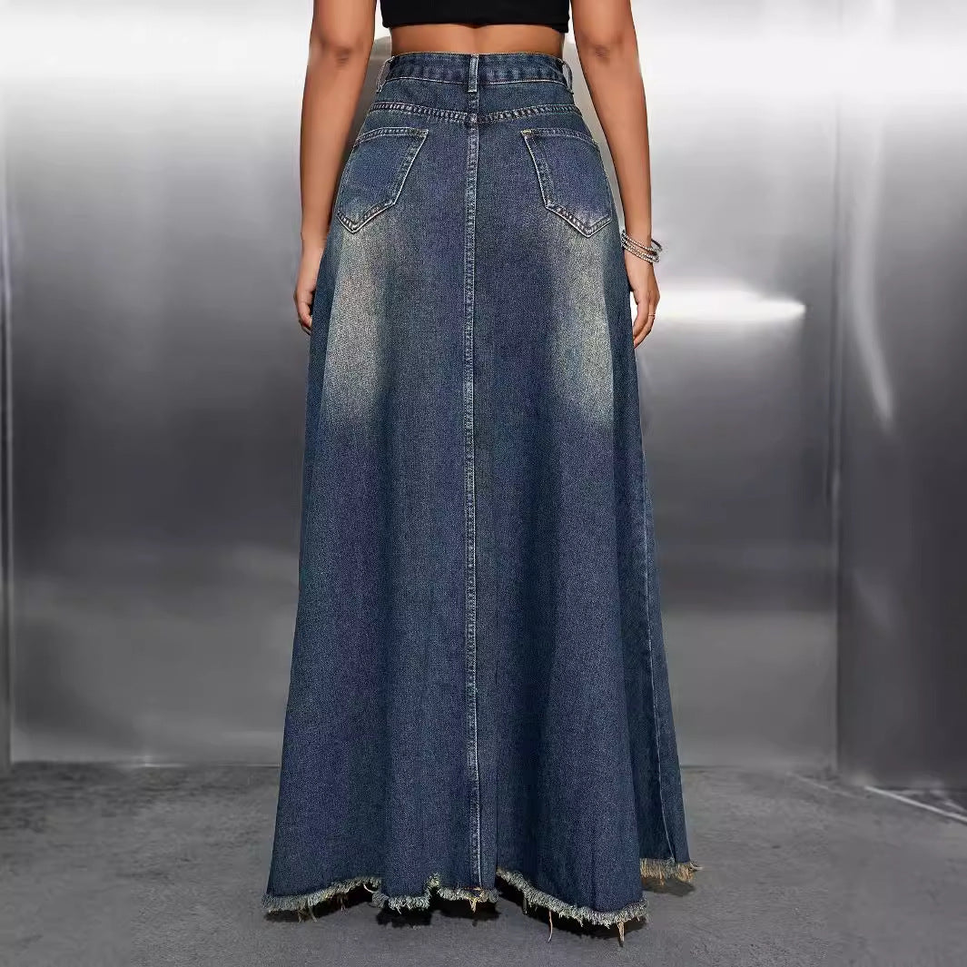 Jupe maxi femme avec ourlet frangé et coupe large Chic und Stil