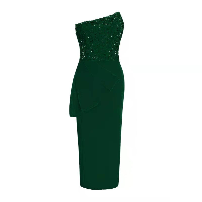 Robes de soirée à paillettes à épaule unique Chic und Stil