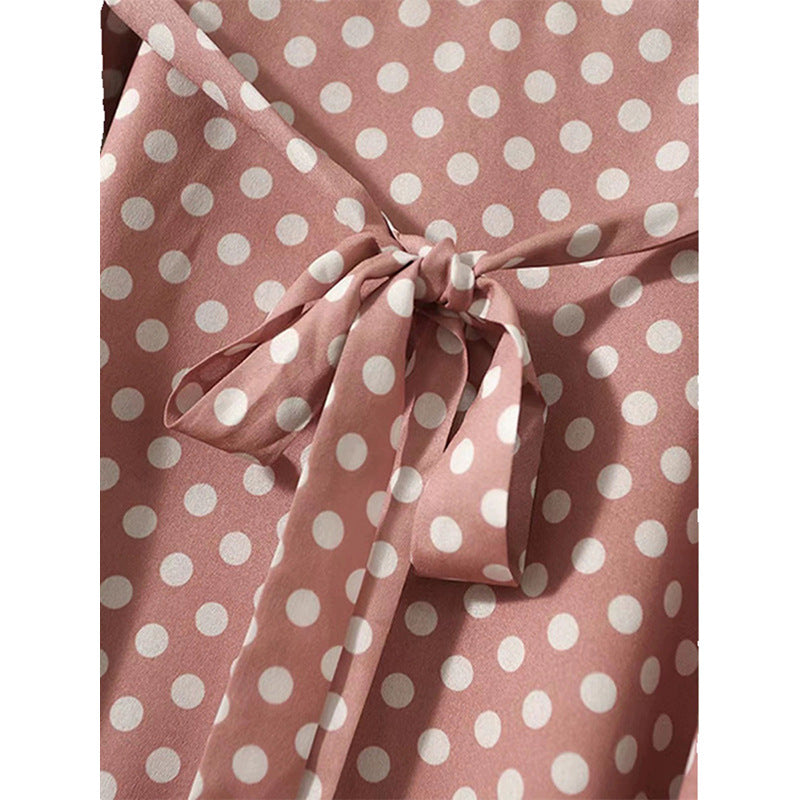 Robe midi portefeuille à pois pour femmes Chic und Stil