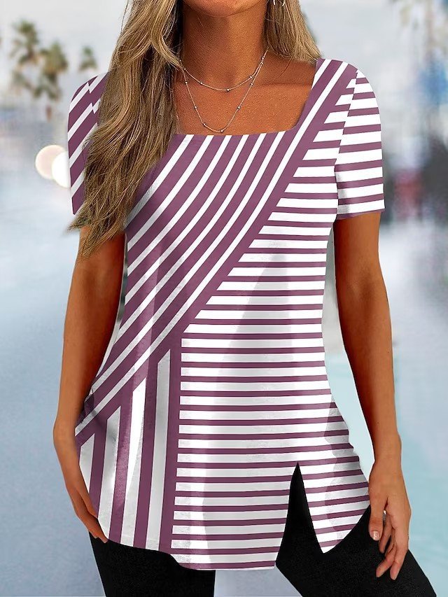 Tunique femme avec un motif de rayures diagonales moderne et des détails d'ouverture élégants Chic und Stil