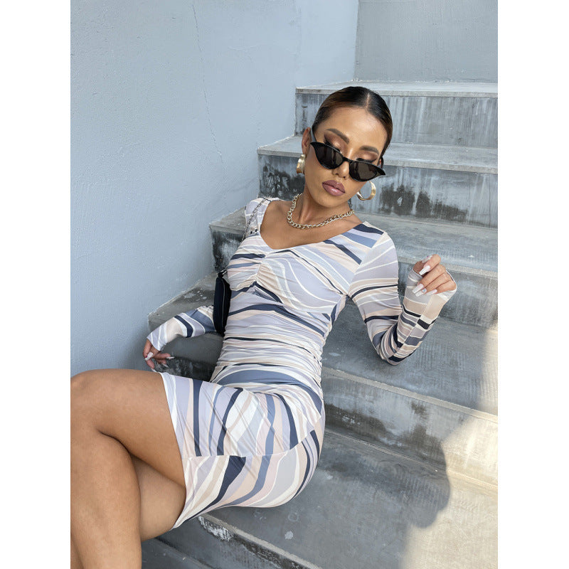 Robe Bodycon à imprimé abstrait pour femmes Chic und Stil