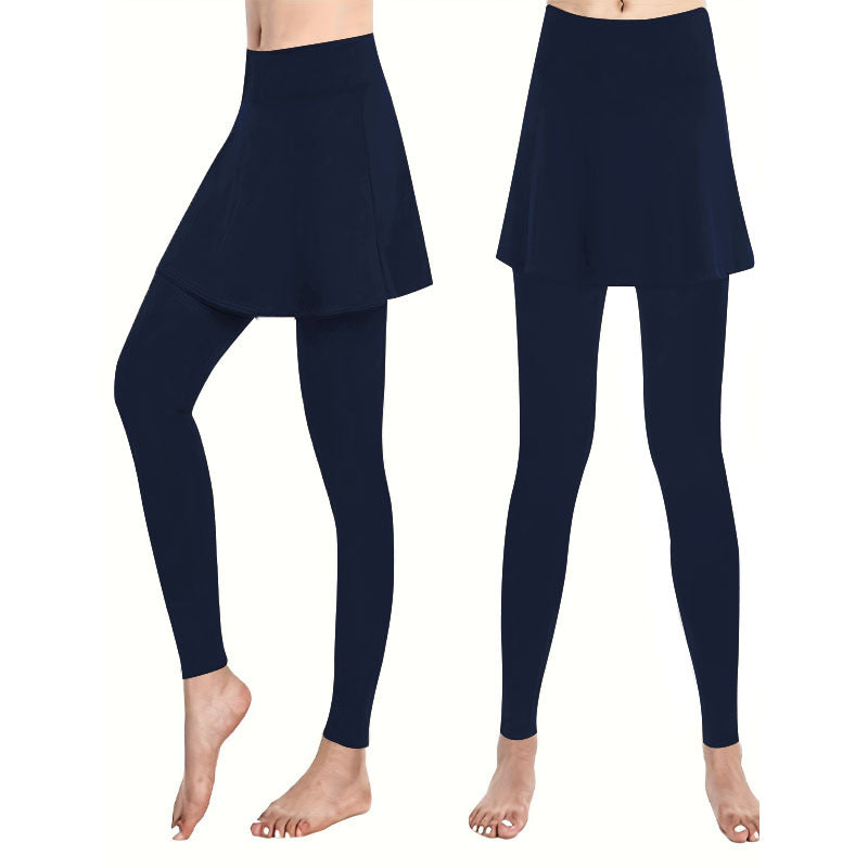 Leggings pour femmes avec une doublure semblable à une jupe et taille haute Chic und Stil