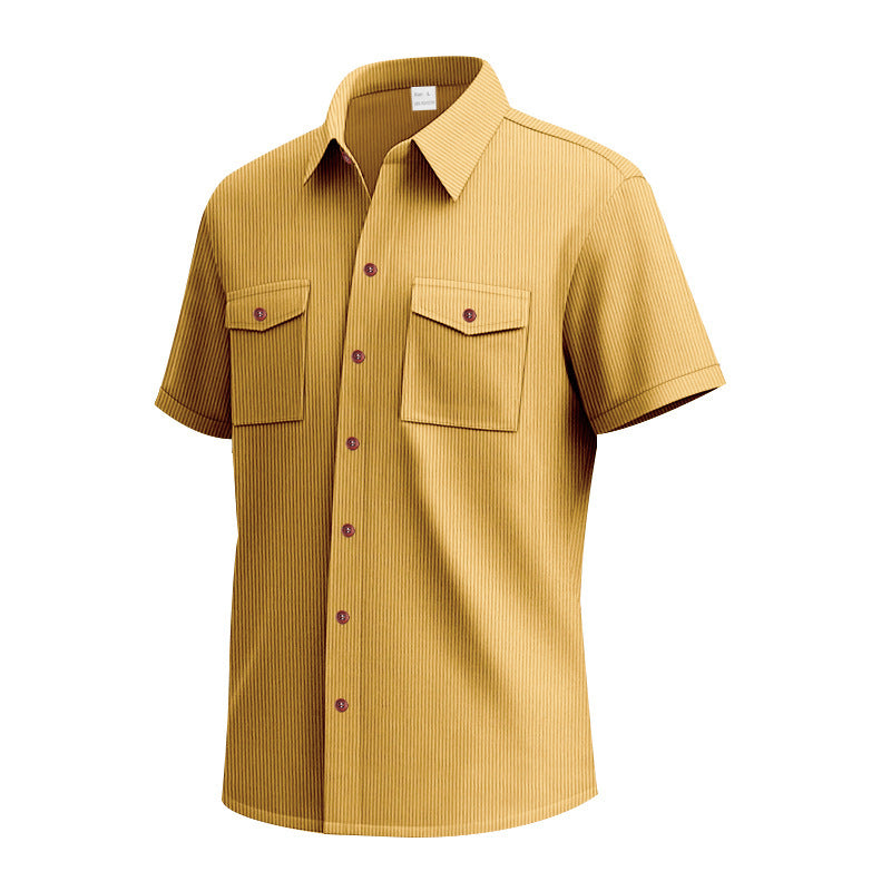 Chemise à manches courtes pour hommes avec un motif rayé pratique et deux poches poitrine Chic und Stil