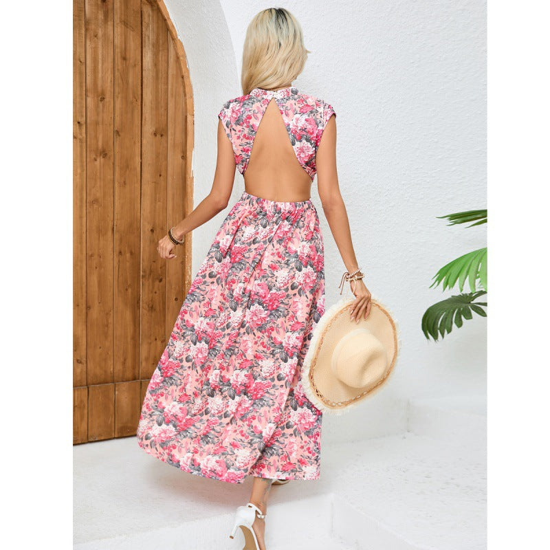Robe maxi à fleurs fluide pour femmes avec taille ajustable Chic und Stil