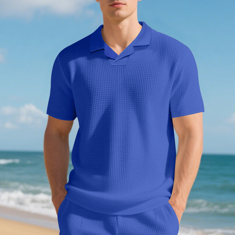 Polo décontracté pour hommes en matériau respirant avec design structuré Chic und Stil