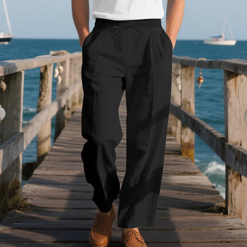 Pantalon d'été décontracté pour hommes avec taille élastique et poches latérales pratiques Chic und Stil