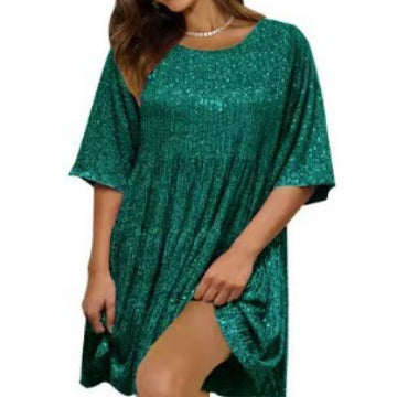 Robe mini scintillante pour femmes avec paillettes et coupe ample Chic und Stil