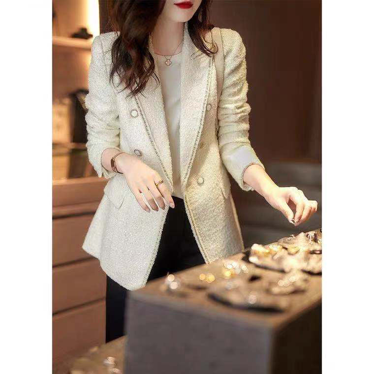 Blazer texturé élégant double boutonnage pour femmes Chic und Stil