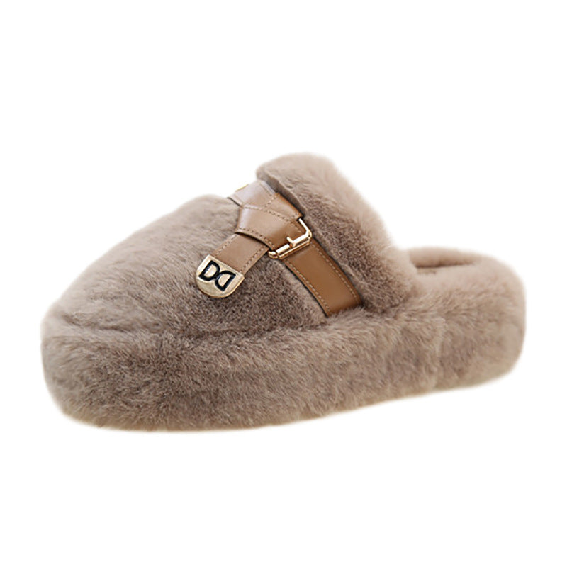 Chaussons en peluche pour femmes avec boucle élégante Chic und Stil