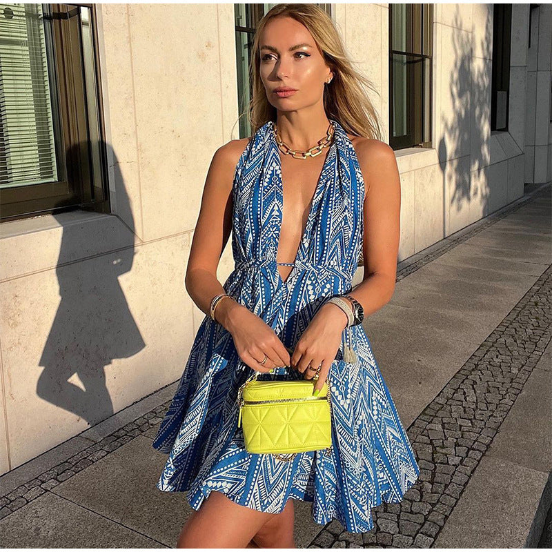 Robe mini évasée à col halter pour femmes Chic und Stil
