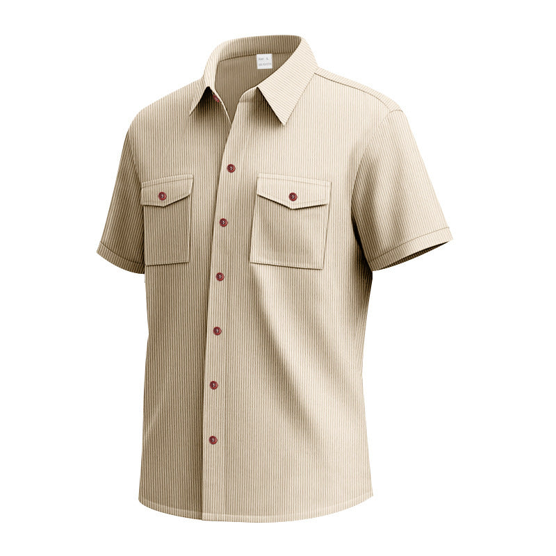 Chemise à manches courtes pour hommes avec un motif rayé pratique et deux poches poitrine Chic und Stil