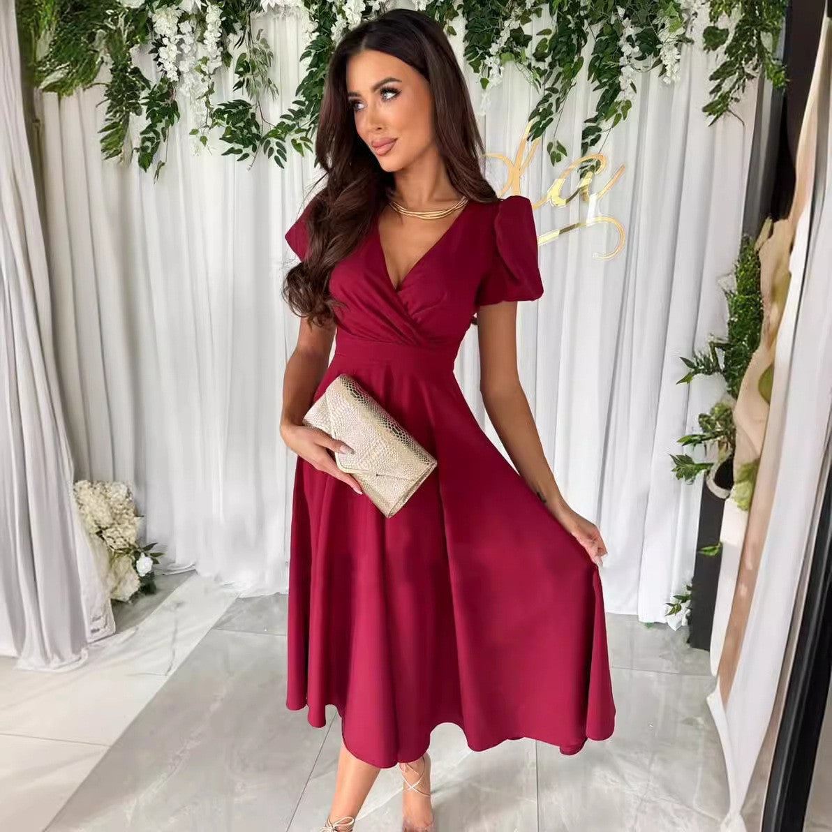 Ladies Elegant Flared Dress Chic and Style