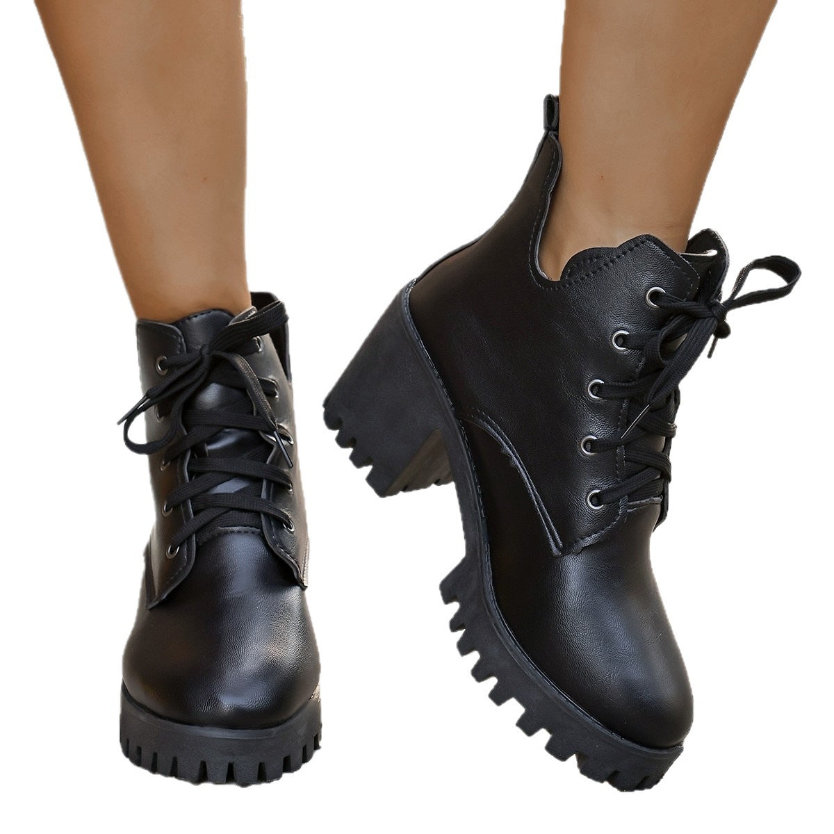 Bottines à lacets pour femmes avec un robuste talon bloc et une semelle antidérapante Chic und Stil