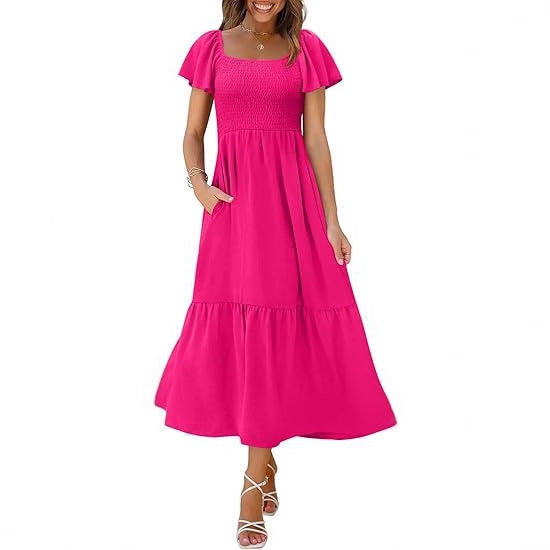 Robe maxi femme avec bretelles fines et volants volumineux Chic und Stil