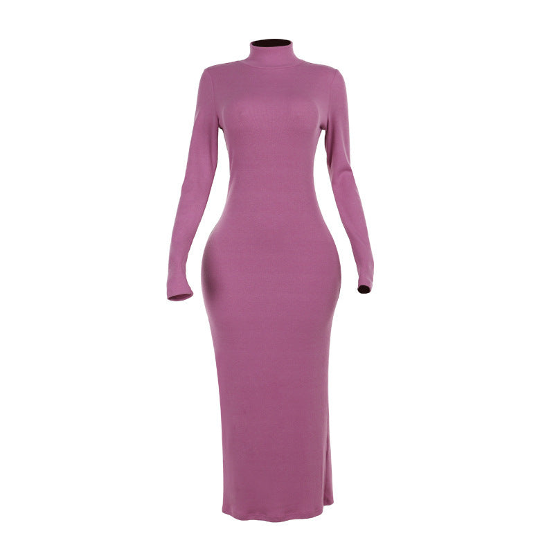 Robe maxi à col roulé ajustée pour femmes Chic und Stil
