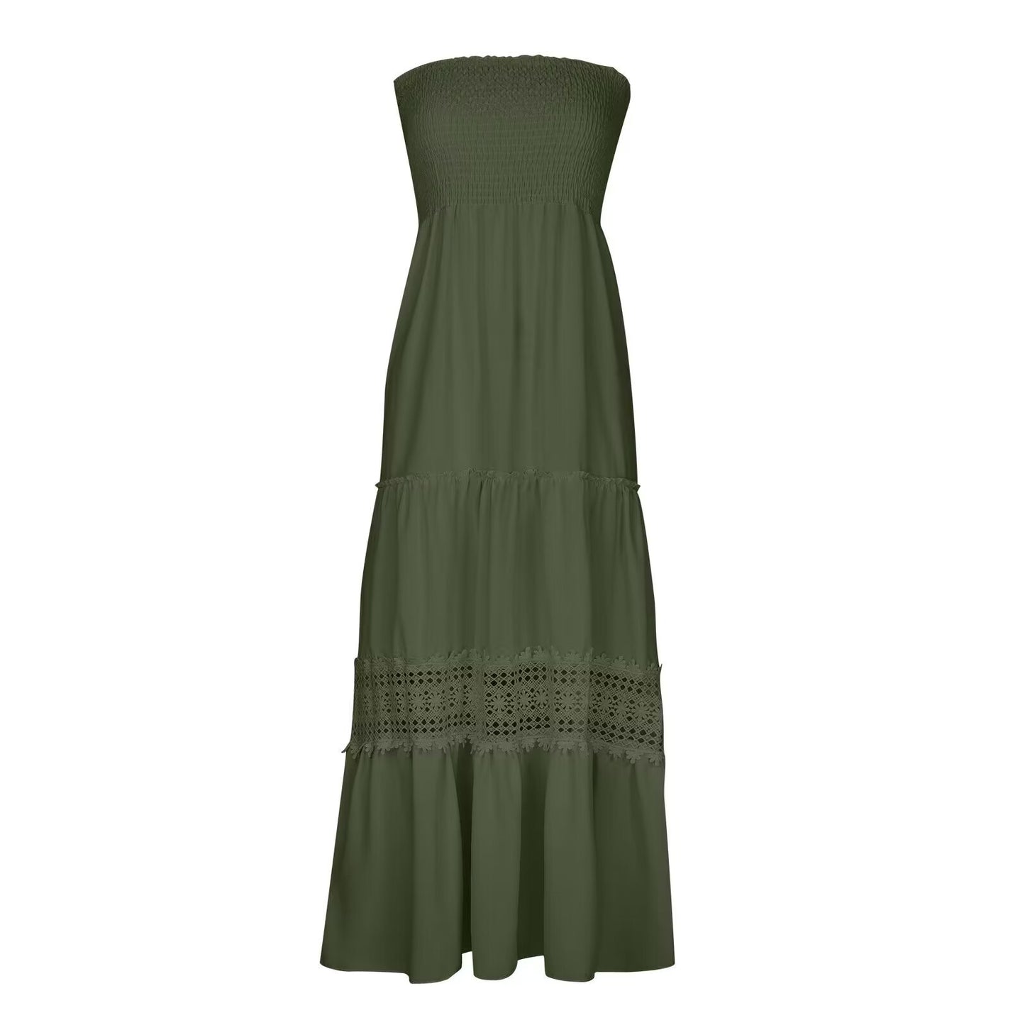 Robe maxi bohème sans bretelles Chic und Stil