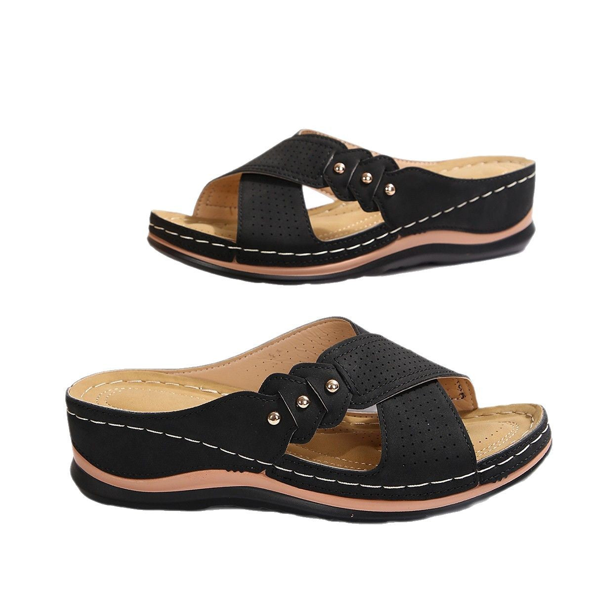 Sandales à enfiler perforées élégantes pour femmes Chic und Stil
