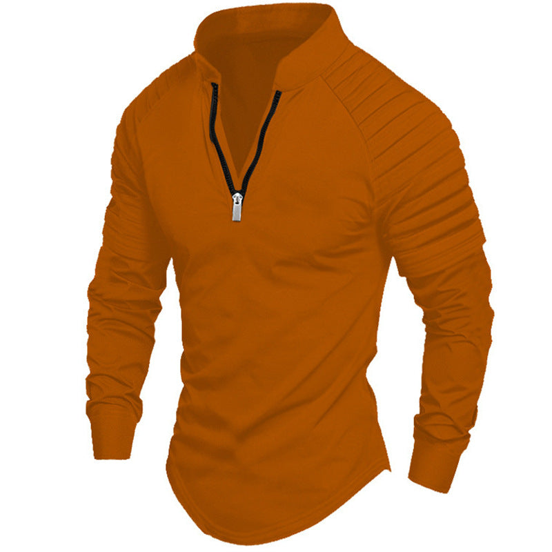 Chemise de sport à manches longues pour homme avec col montant et fermeture éclair Chic und Stil