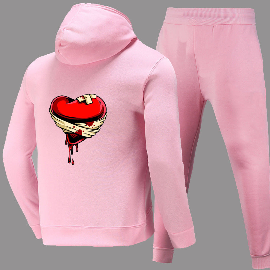 Dames Hoodie et pantalon de jogging Set avec motif de cœur créatif Chic und Stil
