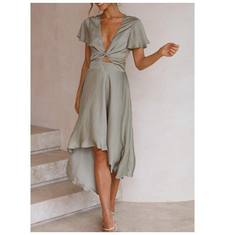 Robe midi à nouer pour dames Chic und Stil