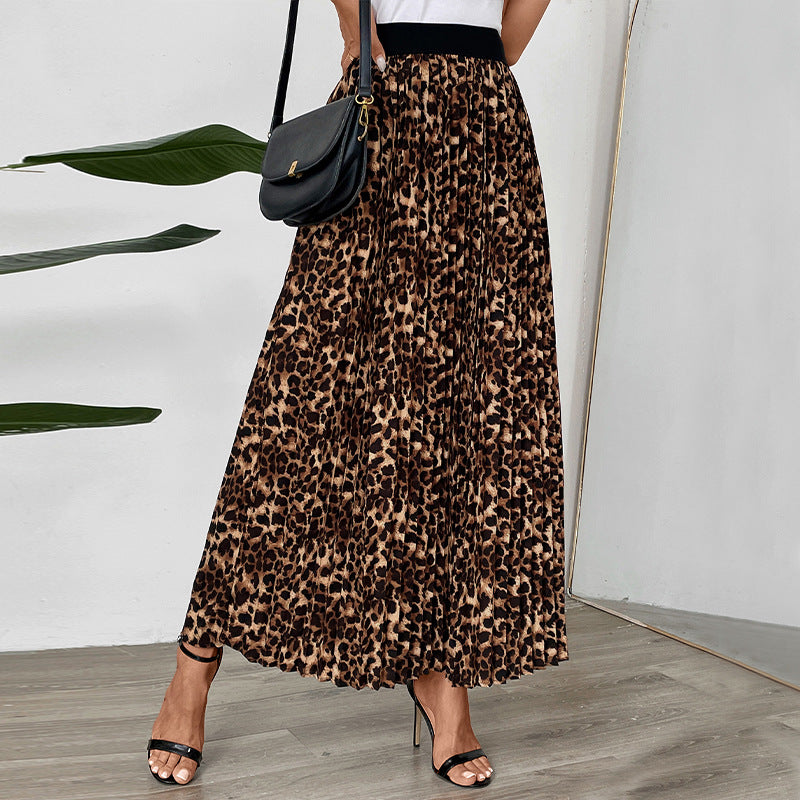 Jupe maxi plissée pour femmes avec design imprimé animal Chic und Stil