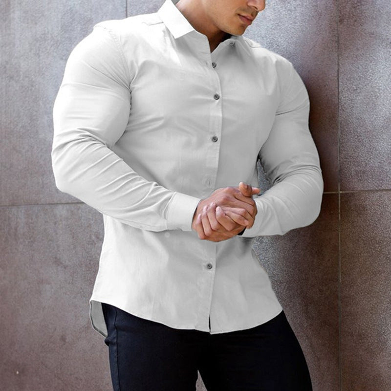 Chemise à manches longues ajustée pour hommes avec col moderne et détails de boutons élégants Chic und Stil