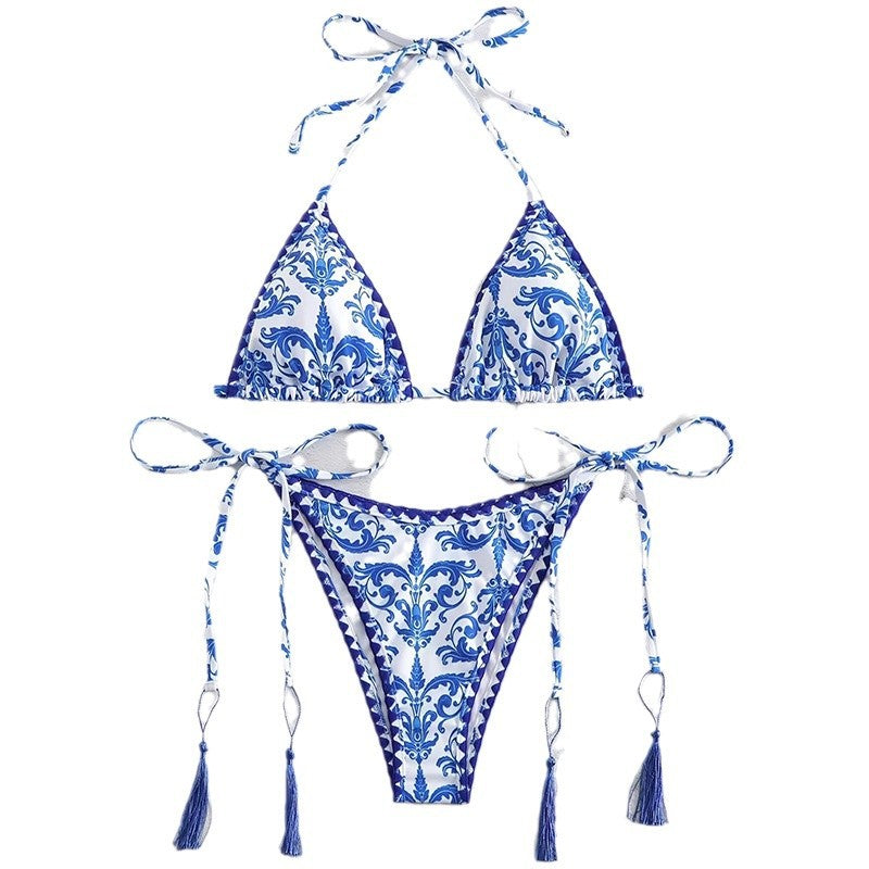 Chic und Stil Tie Front Triangle Bikini Set