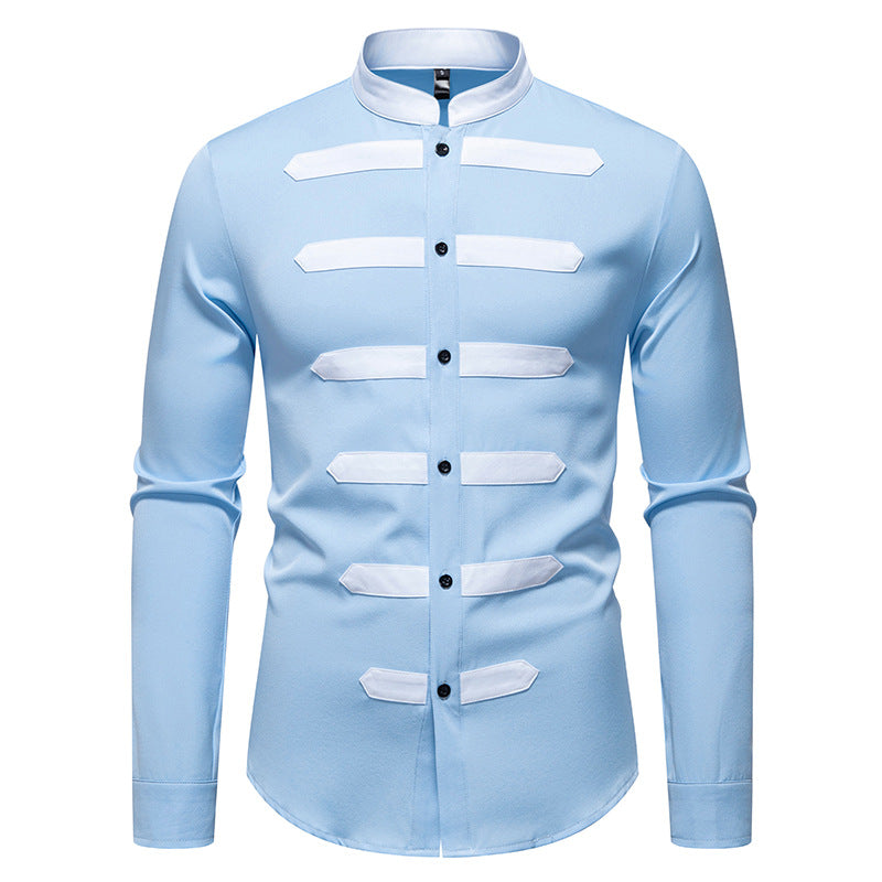 Chemise élégante à manches longues pour hommes avec inserts contrastés Chic und Stil