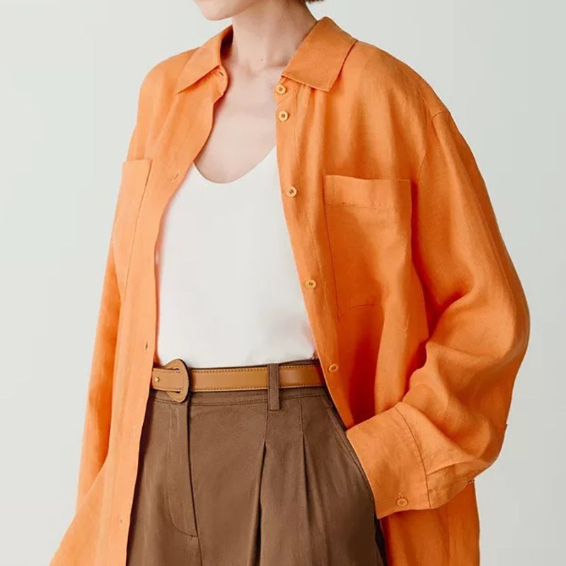 Chemise en lin légère à boutons pour femmes Chic und Stil