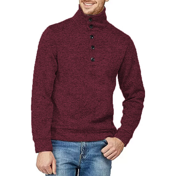 Hommes Pull de haute qualité avec col montant et détail de bouton Chic und Stil